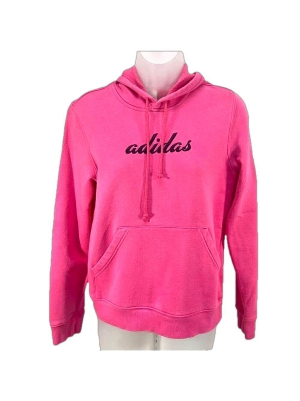 Vintage Adidas Women's Pink Essentials Linear Pullover Hoodie Size S